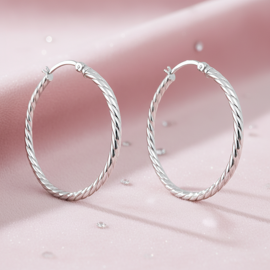 Boucles d’Oreilles Créoles Torsadés en Argent 925 – Créoles Élégantes & Intemporelles