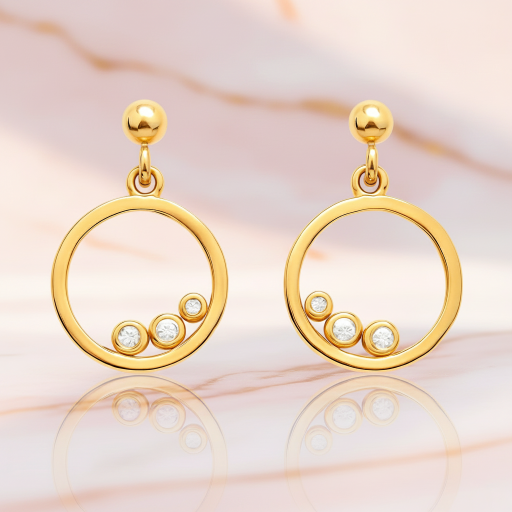 Boucles d’Oreilles Cercle Plaqué Or – Zirconium Étincelant