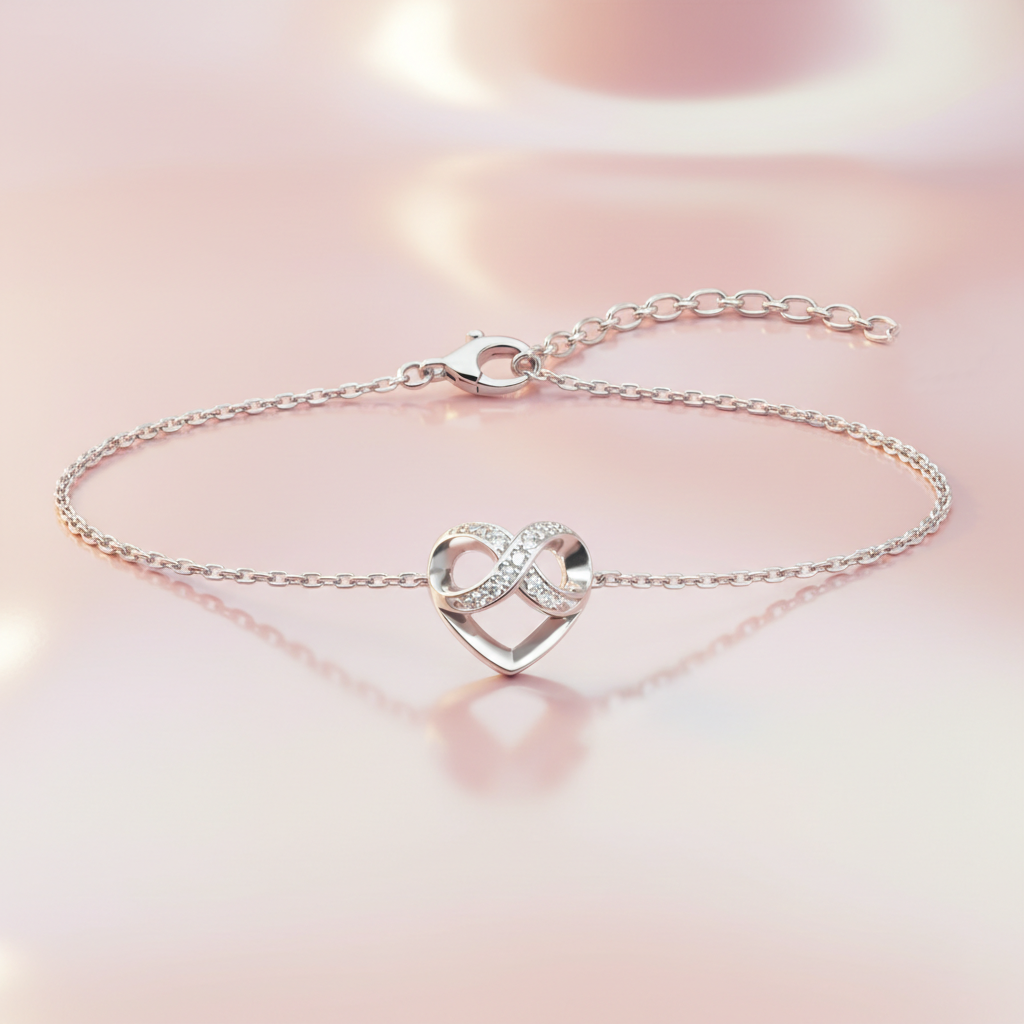 Bracelet Cœur Infini en Argent 925 & Zirconium