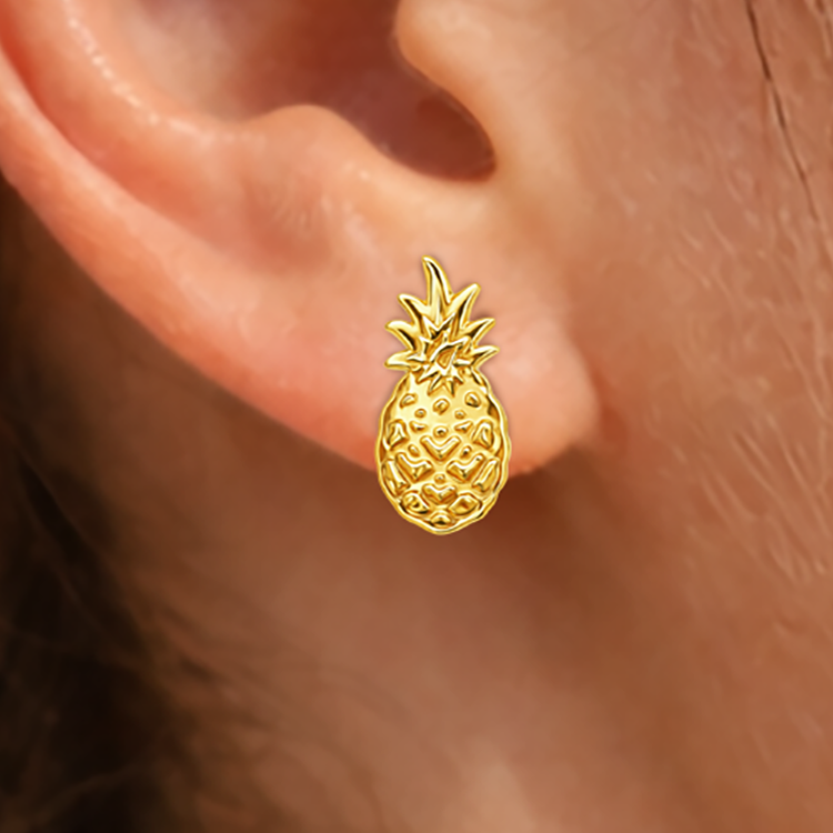 Boucles d’oreilles Ananas – Plaqué Or 18 carats