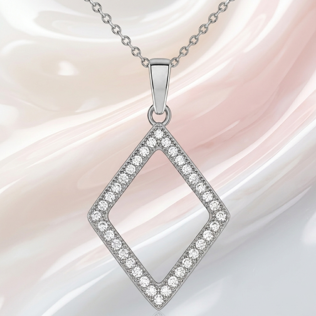 Collier Losange Zirconiums en Argent 925 Rhodié