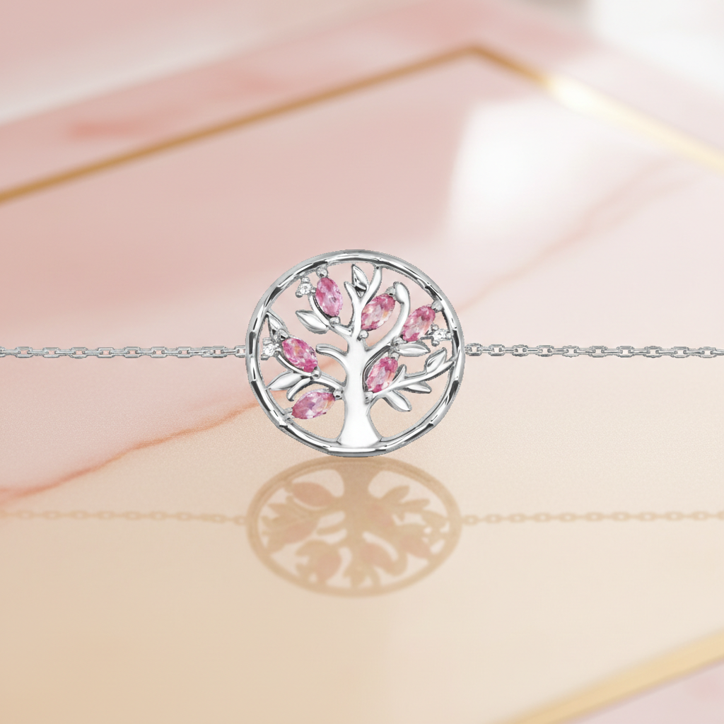 Bracelet Arbre de Vie en Argent 925 Rhodié & Zirconium