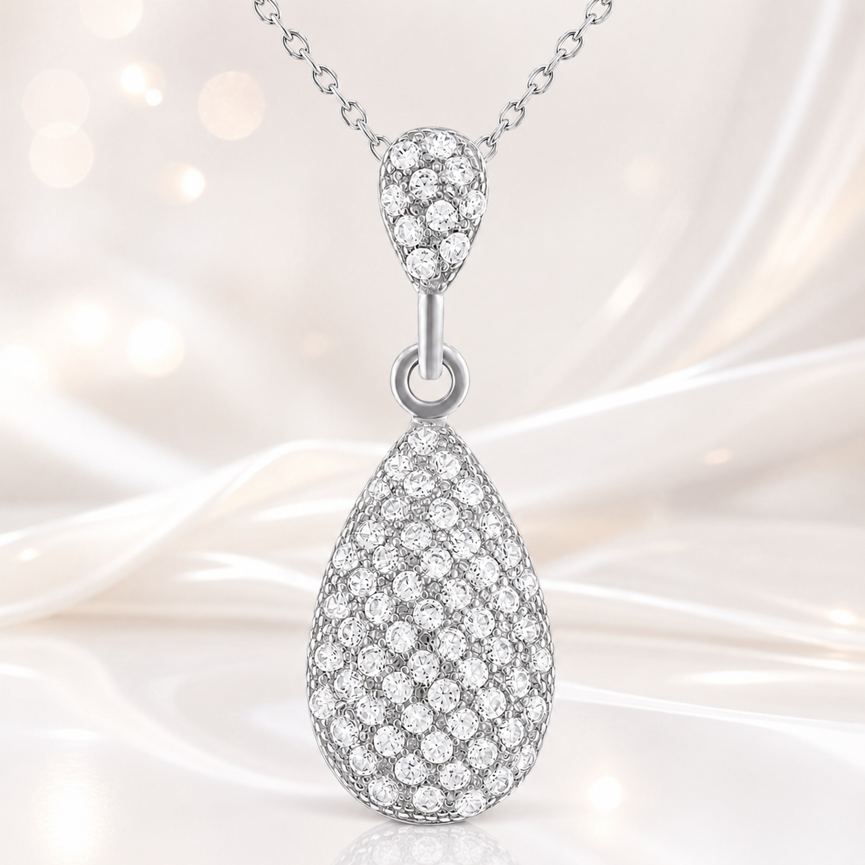 Collier goutte pavée en Argent 925 rhodié & Zirconiums – Orinae