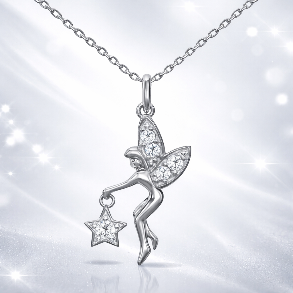 Collier Fée Étoile – Argent 925 Rhodié & Zirconium