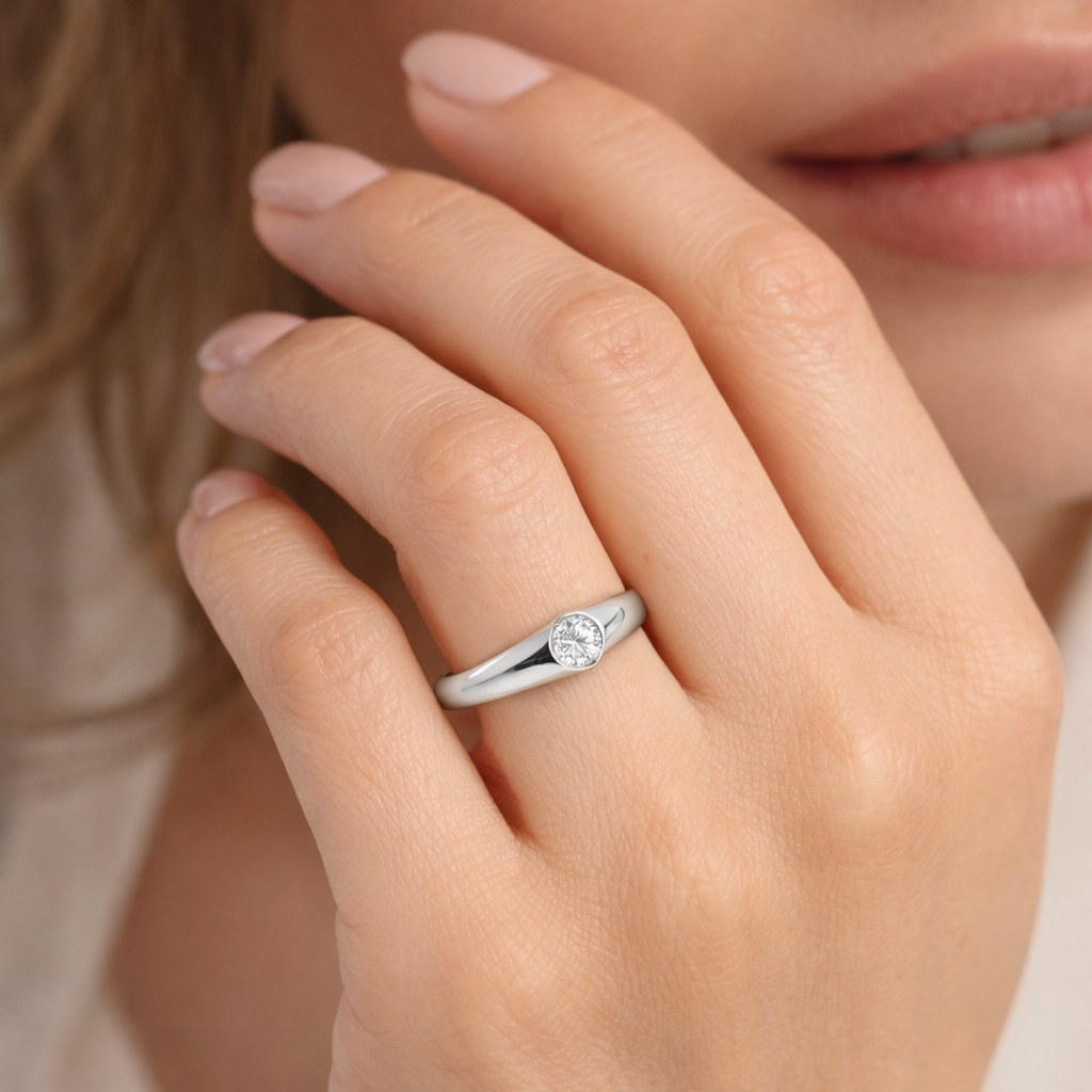 Bague Argent 925 Rhodié & Zirconium 3,5 mm – Élégance Minimaliste
