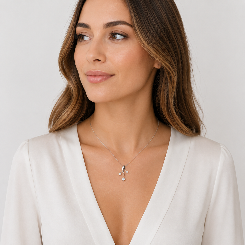 Collier Argent 925 Rhodié & Zirconiums Élégance Croisée