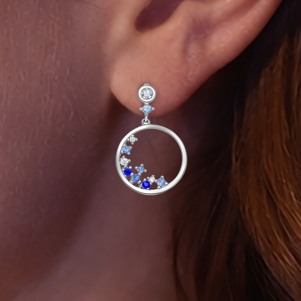 Boucles d’oreilles cercle en argent 925 rhodié & zirconium
