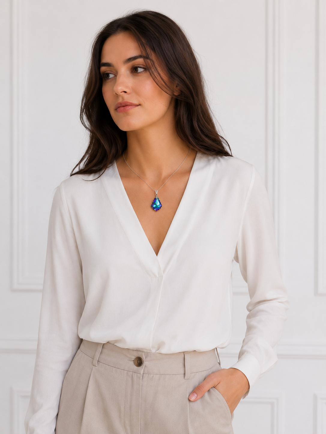 Collier Cristal Baroque Argent 925 Rhodié