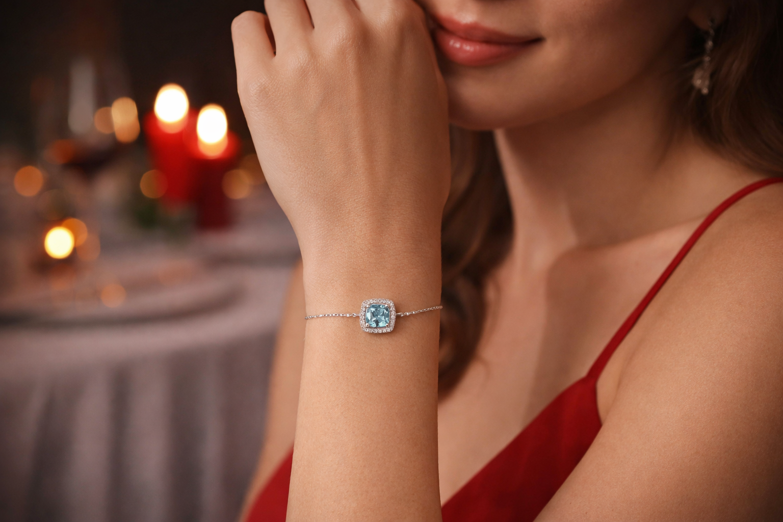 Bracelet Topaze Bleue & Zirconiums – Argent 925 Rhodié