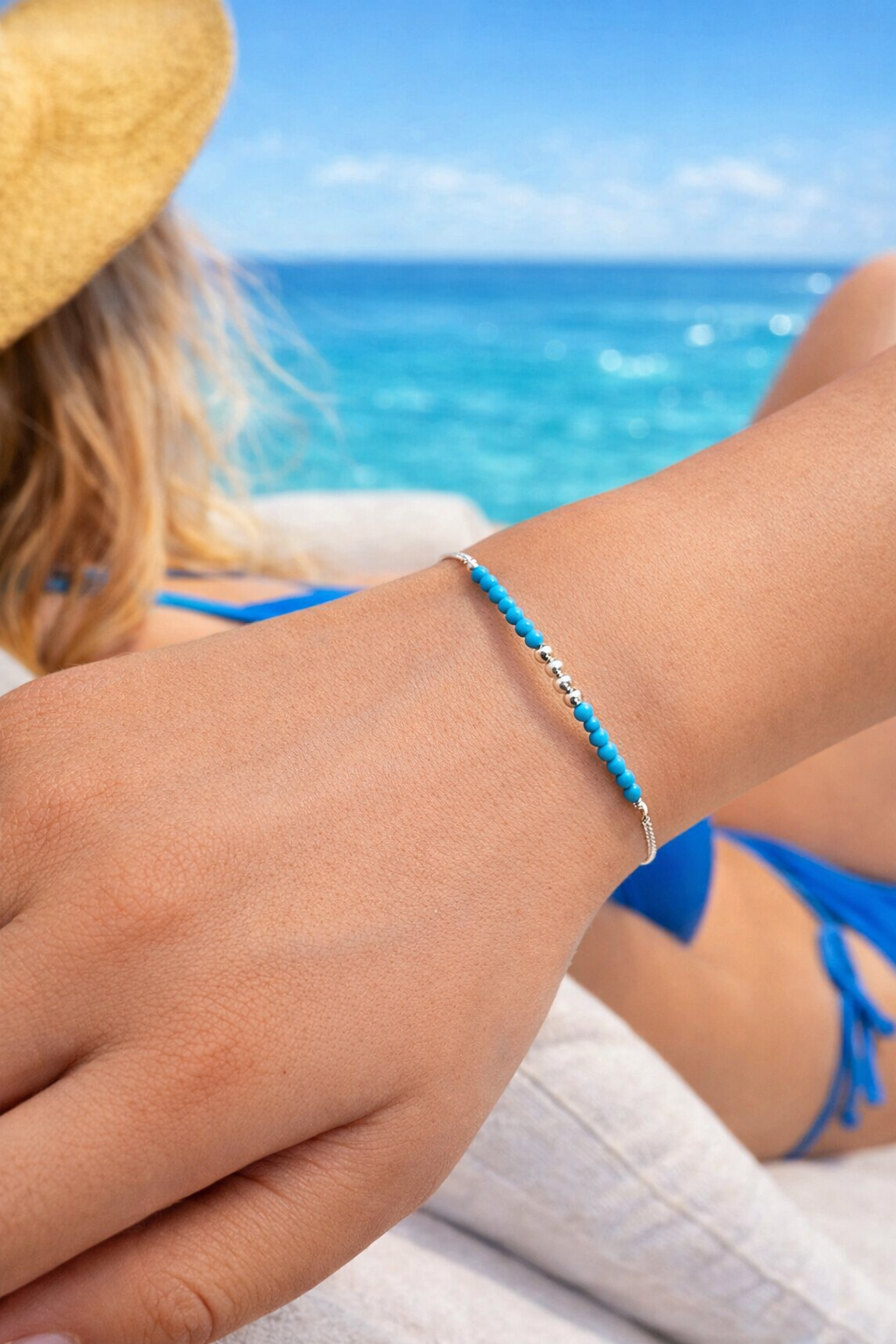 Bracelet Argent 925 & Perles Turquoises