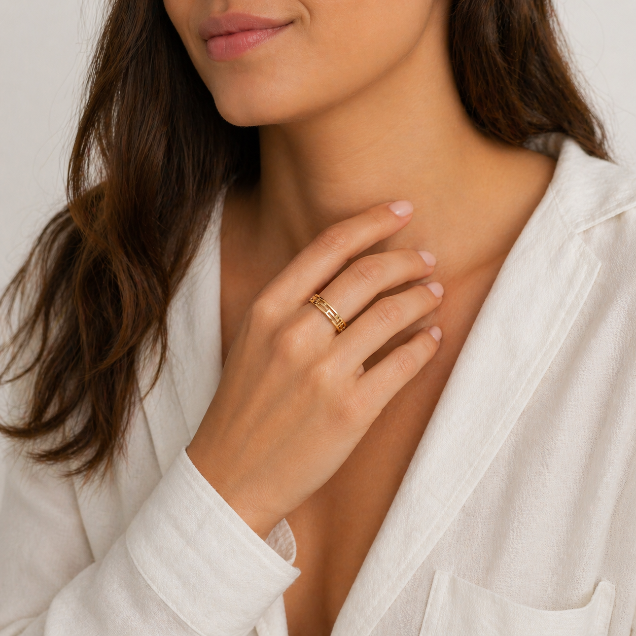 Bague motif grec – Plaqué or 18 carats