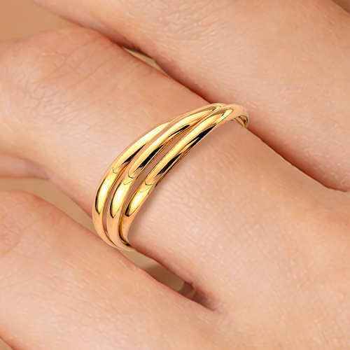 Bague 3 anneaux entrelacés – Plaqué or 18 carats