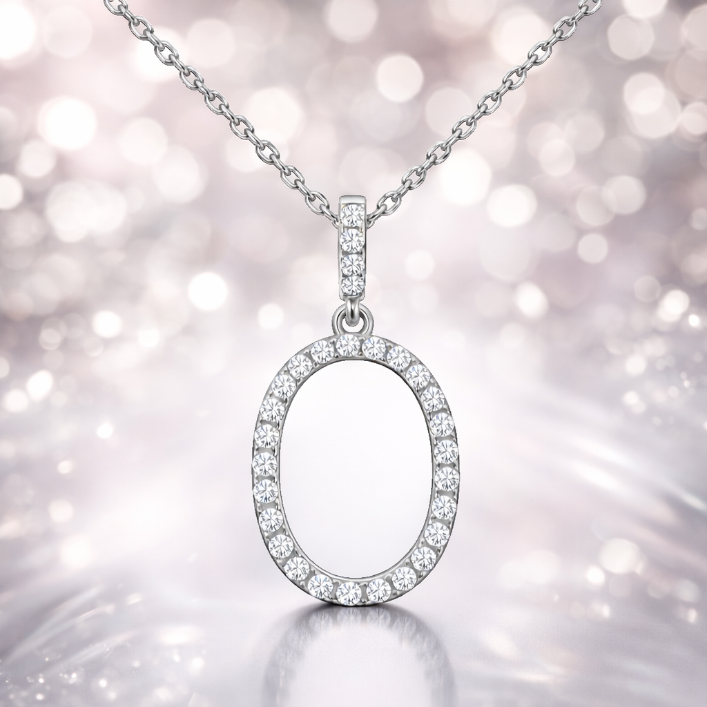 Collier Ovale Éclat – Argent 925 Rhodié & Zirconiums
