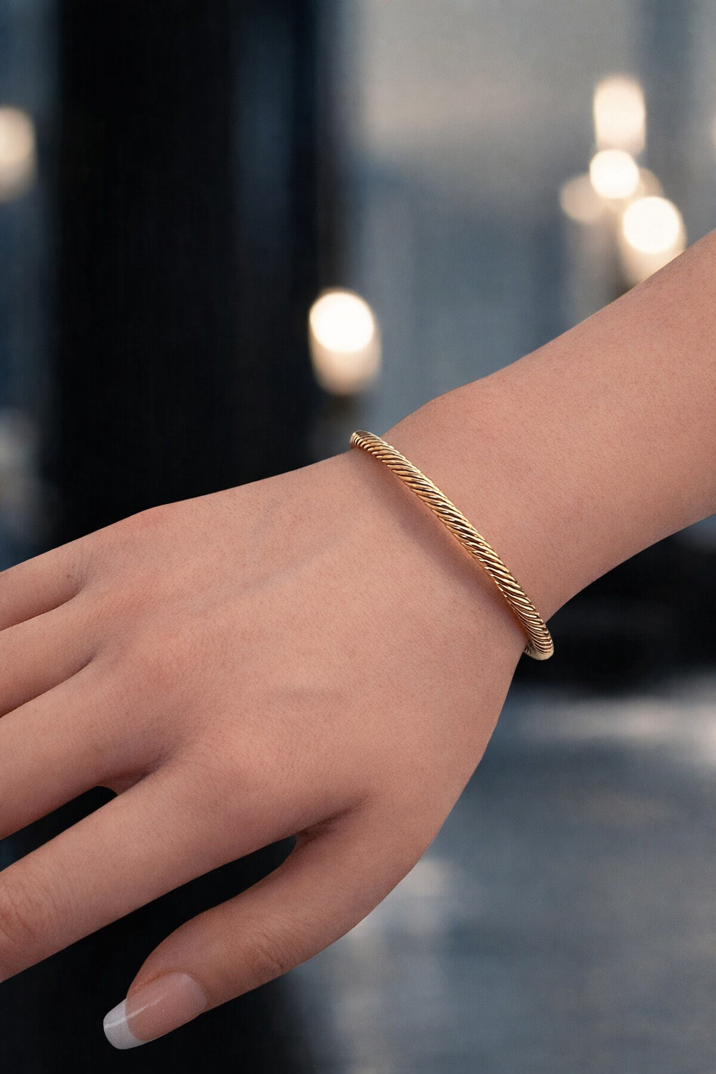 Bracelet Jonc Torsadé – Plaqué Or 18 Carats