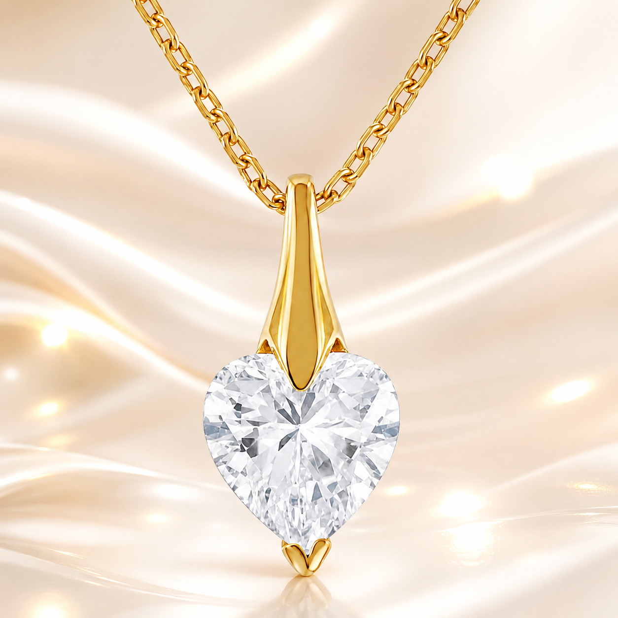 Collier Cœur Éclat – Plaqué Or Jaune 18 Carats & Zirconium