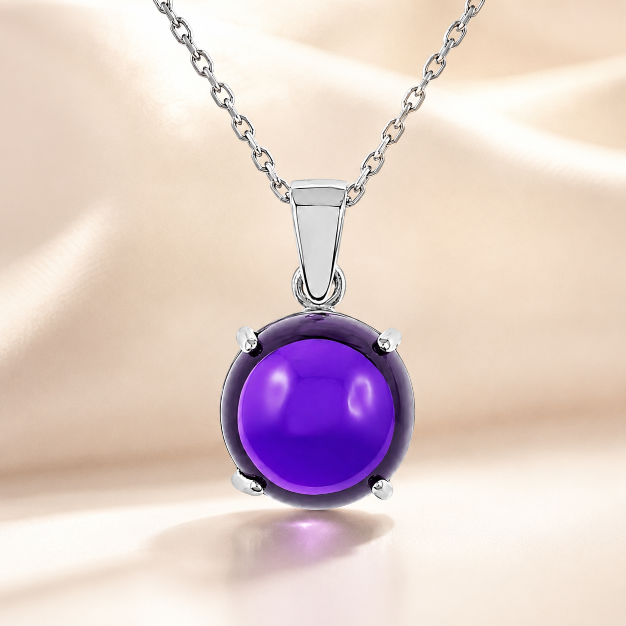 Collier Améthyste Véritable & Argent 925 Rhodié