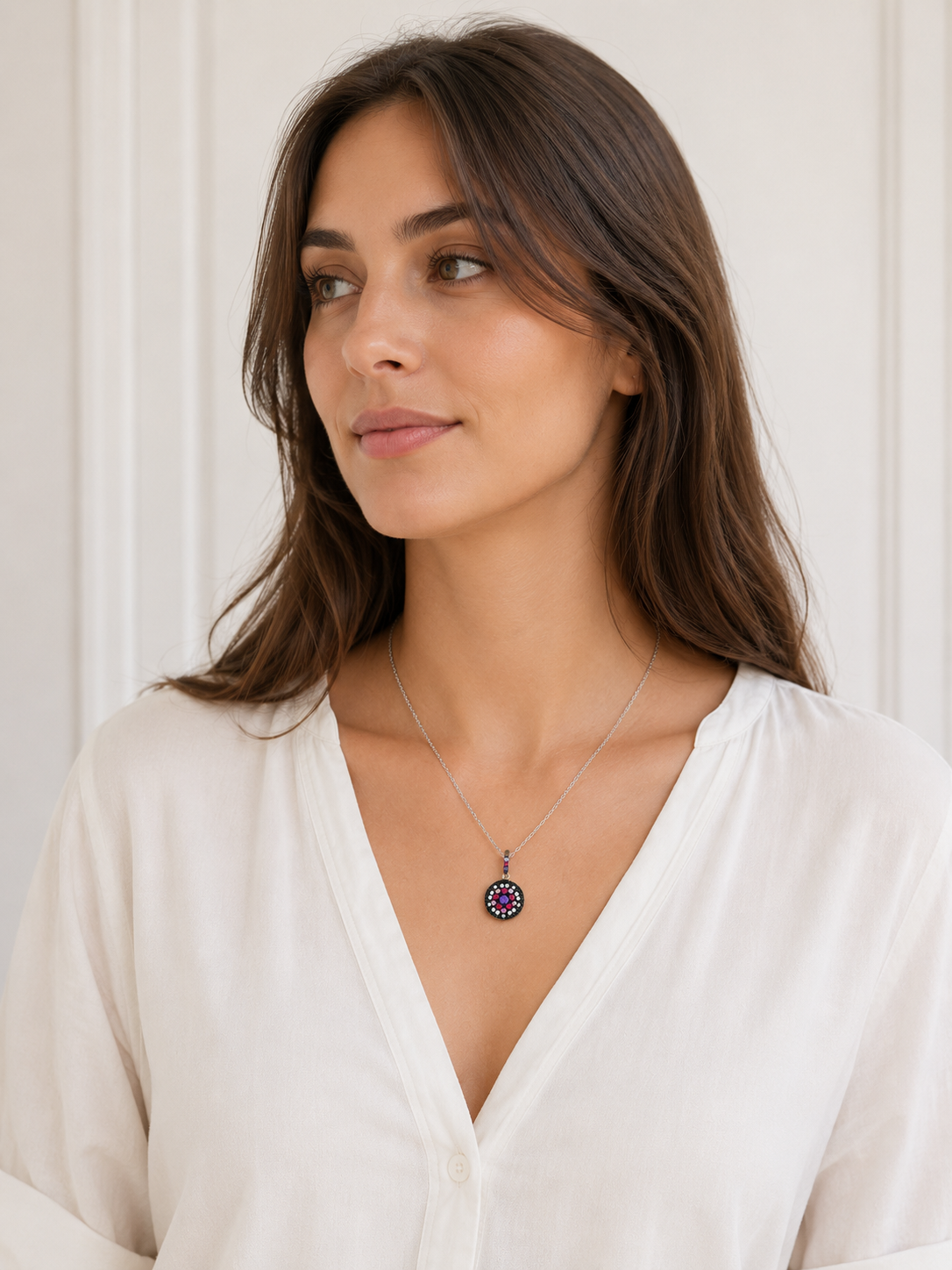 Collier Argent 925 Rhodié & Zirconiums Multicolores