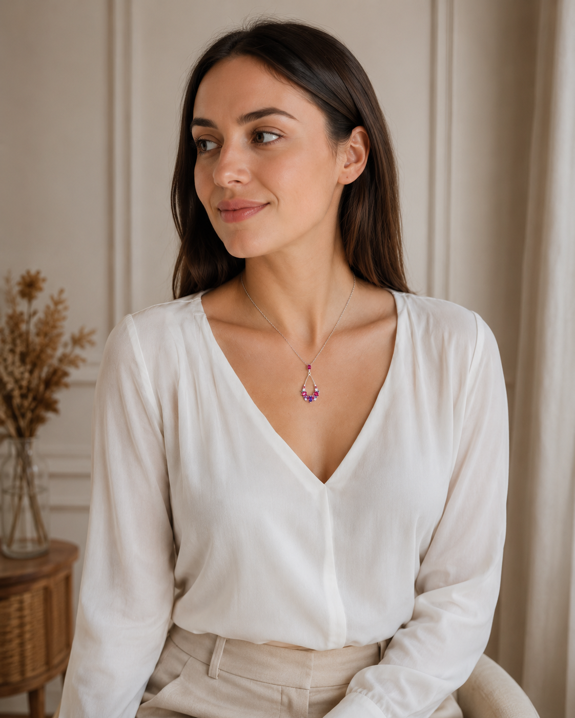 Collier Argent 925 Rhodié & Zirconiums Multicolores