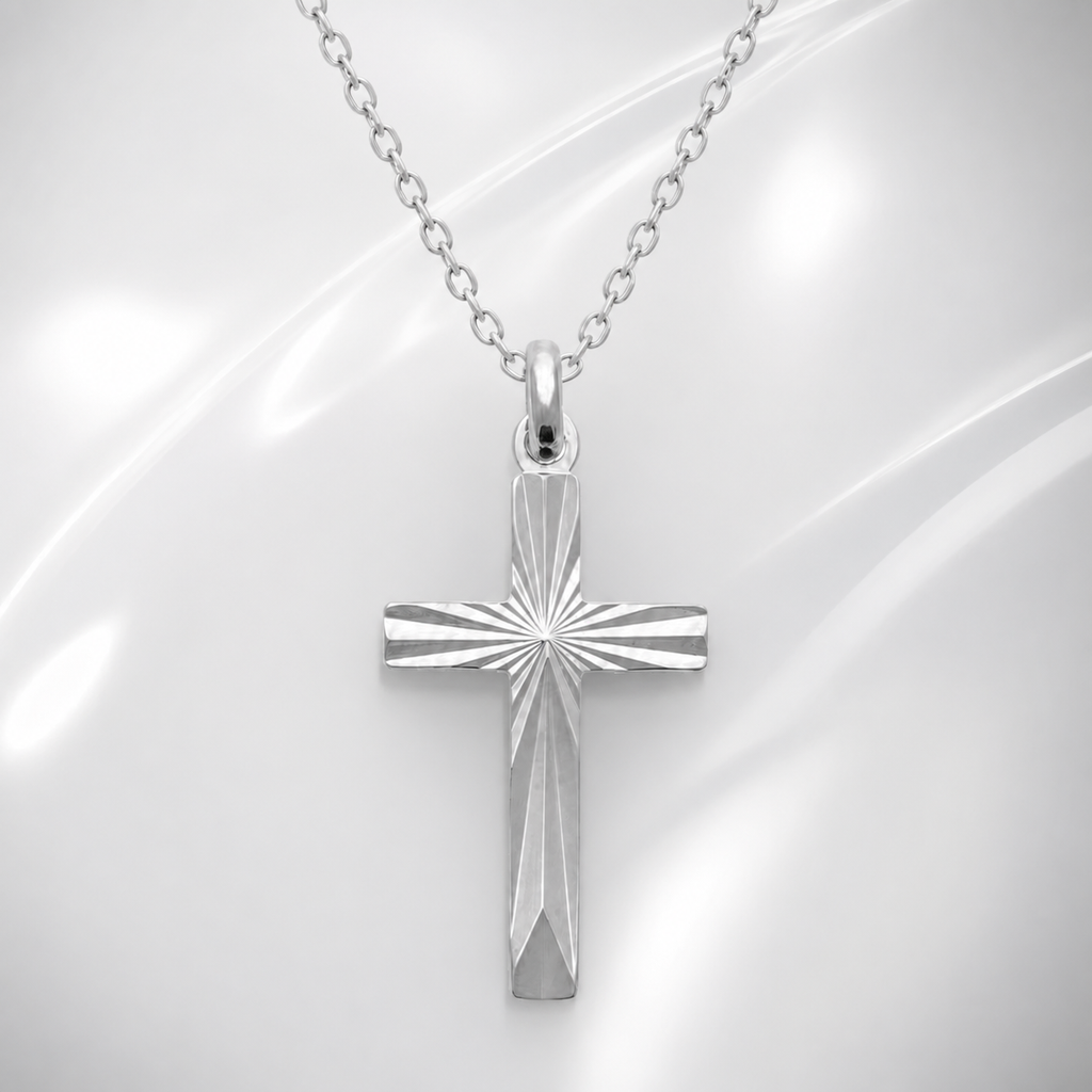 Collier Croix en Argent 925 Rhodié – Pendentif Gravé | Orinae