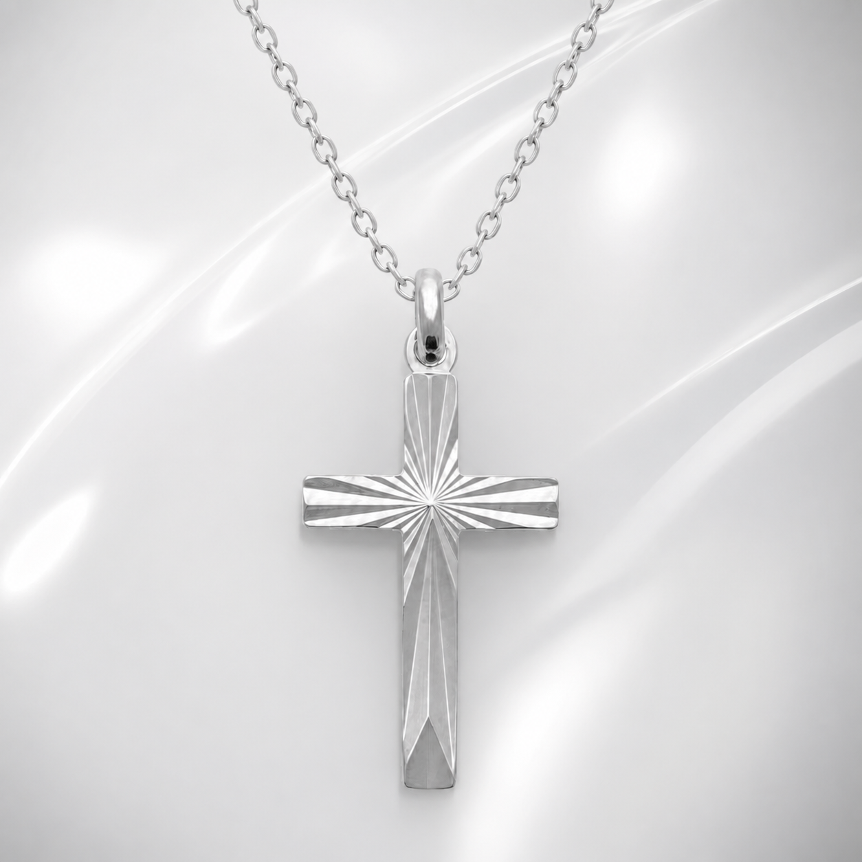 Collier Croix en Argent 925 Rhodié – Pendentif Gravé | Orinae