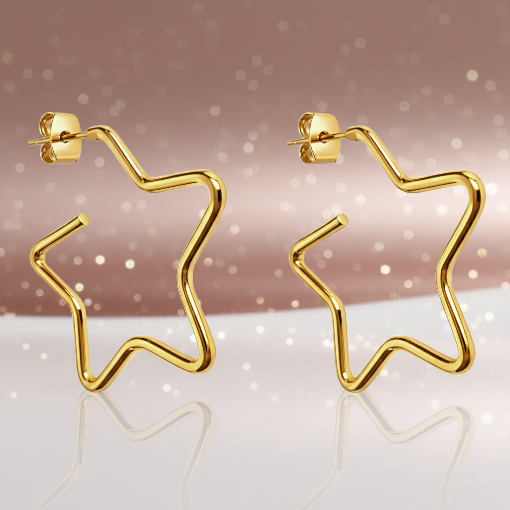 Boucles d’oreilles Étoiles – Plaqué Or 18 Carats