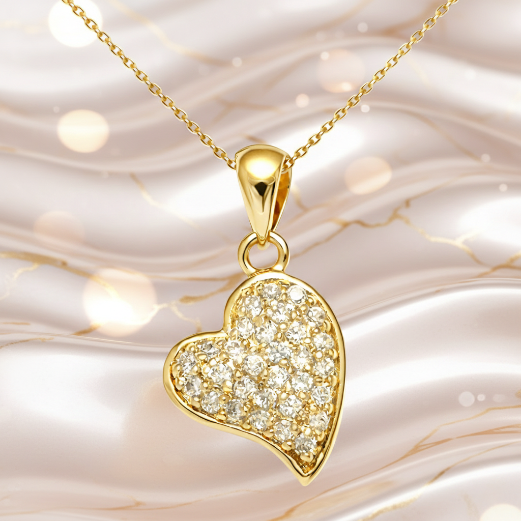 Collier Cœur Scintillant – Plaqué Or 18 Carats