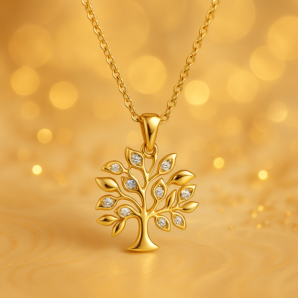 Collier Arbre de Vie – Plaqué Or 750‰ – Chaîne 40 cm + 5 cm • Bijou Symbolique & Élégant