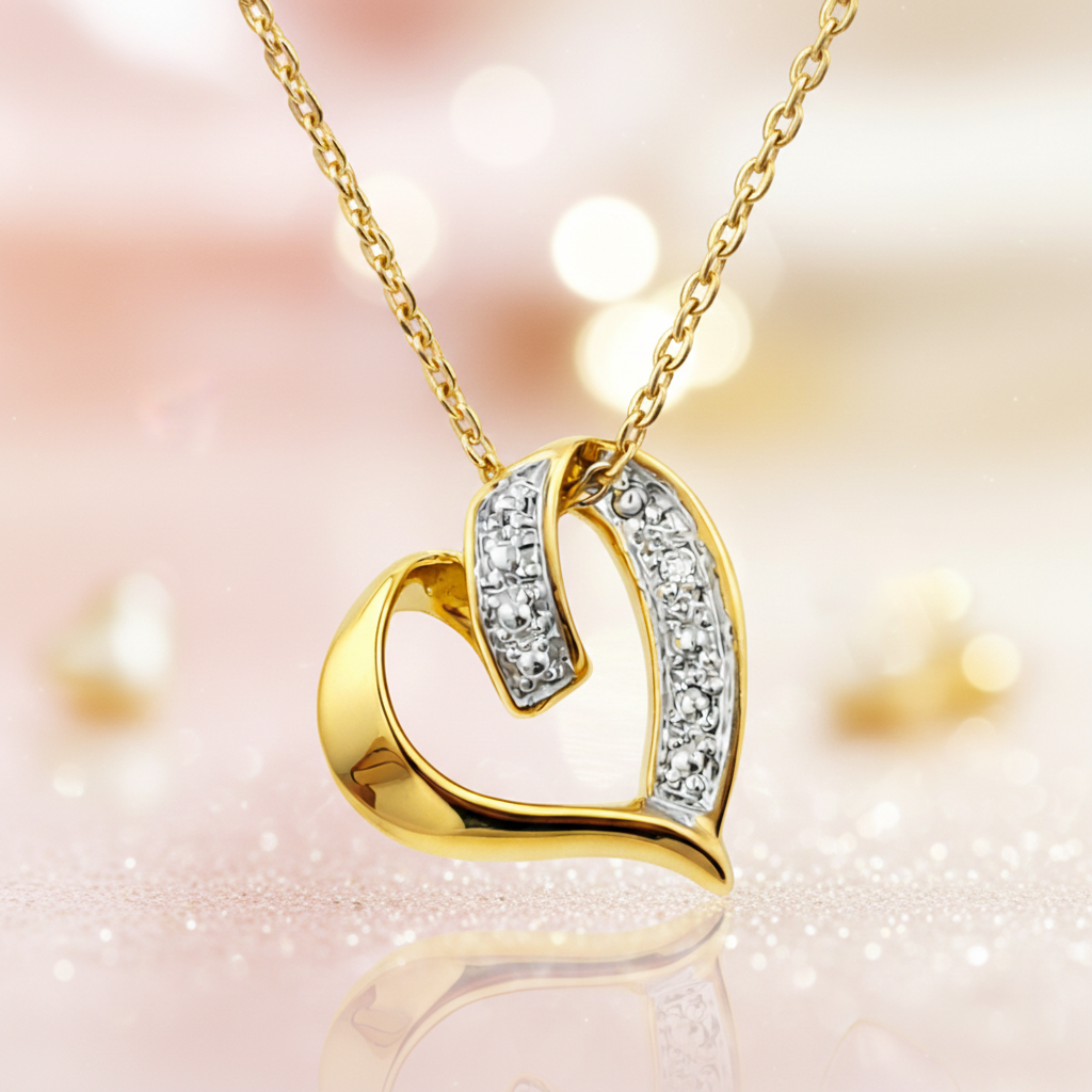 Collier Cœur Entrelacé – Plaqué Or 18 Carats & Zirconiums