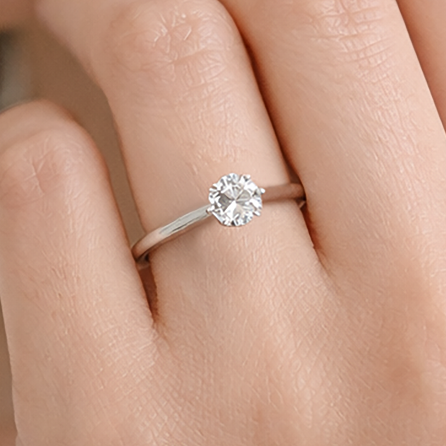 Bague Solitaire Zirconium 6 mm – Argent 925 Rhodié
