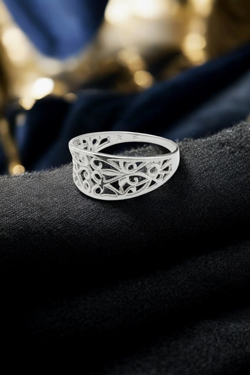 Bague en Argent 925 – Motifs Filigranes Élégants