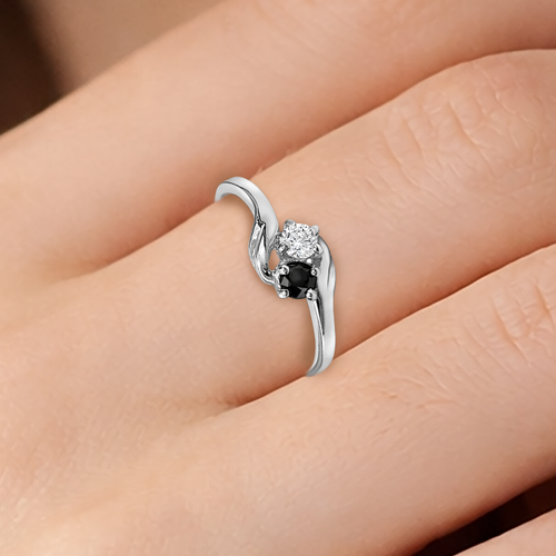 Bague Argent 925 Rhodié Zirconium & Saphir – Élégance Bicolore