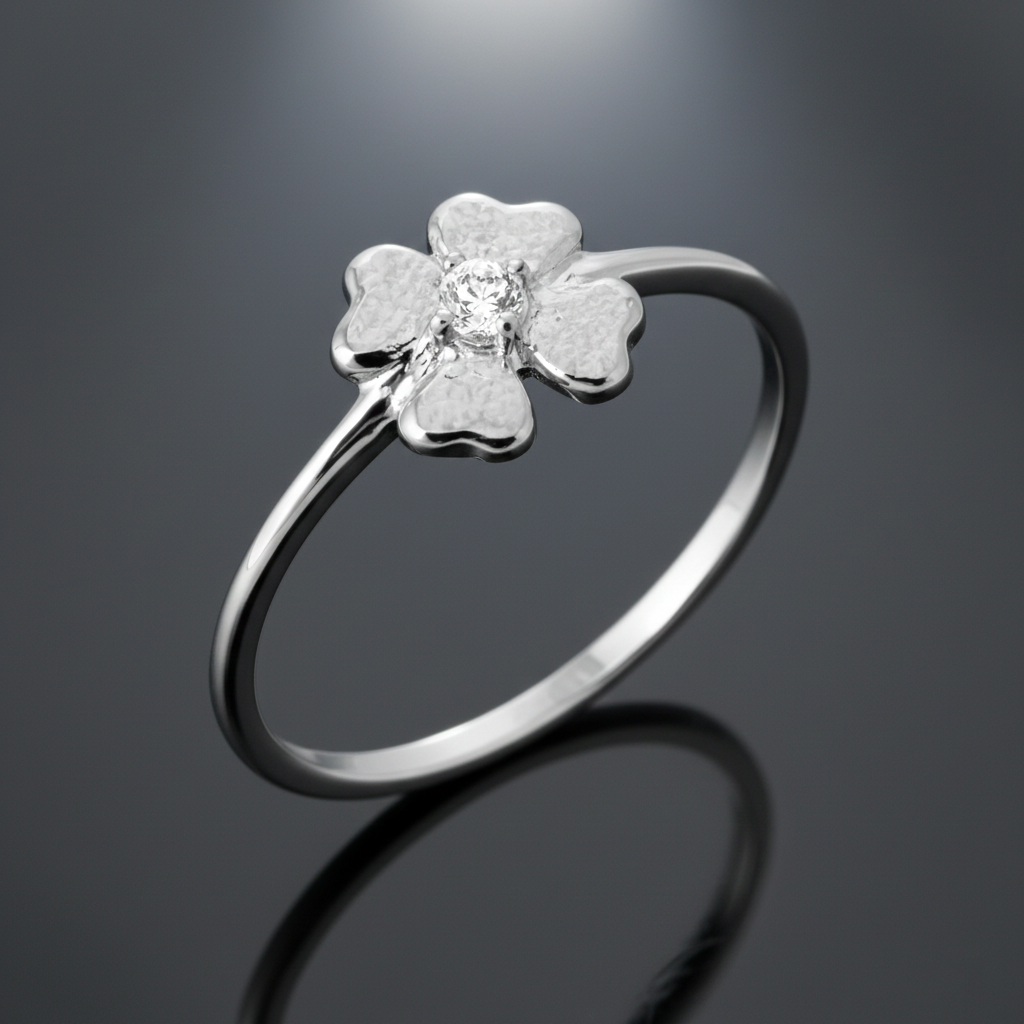 Bague Trèfle en Argent 925 & Zirconium