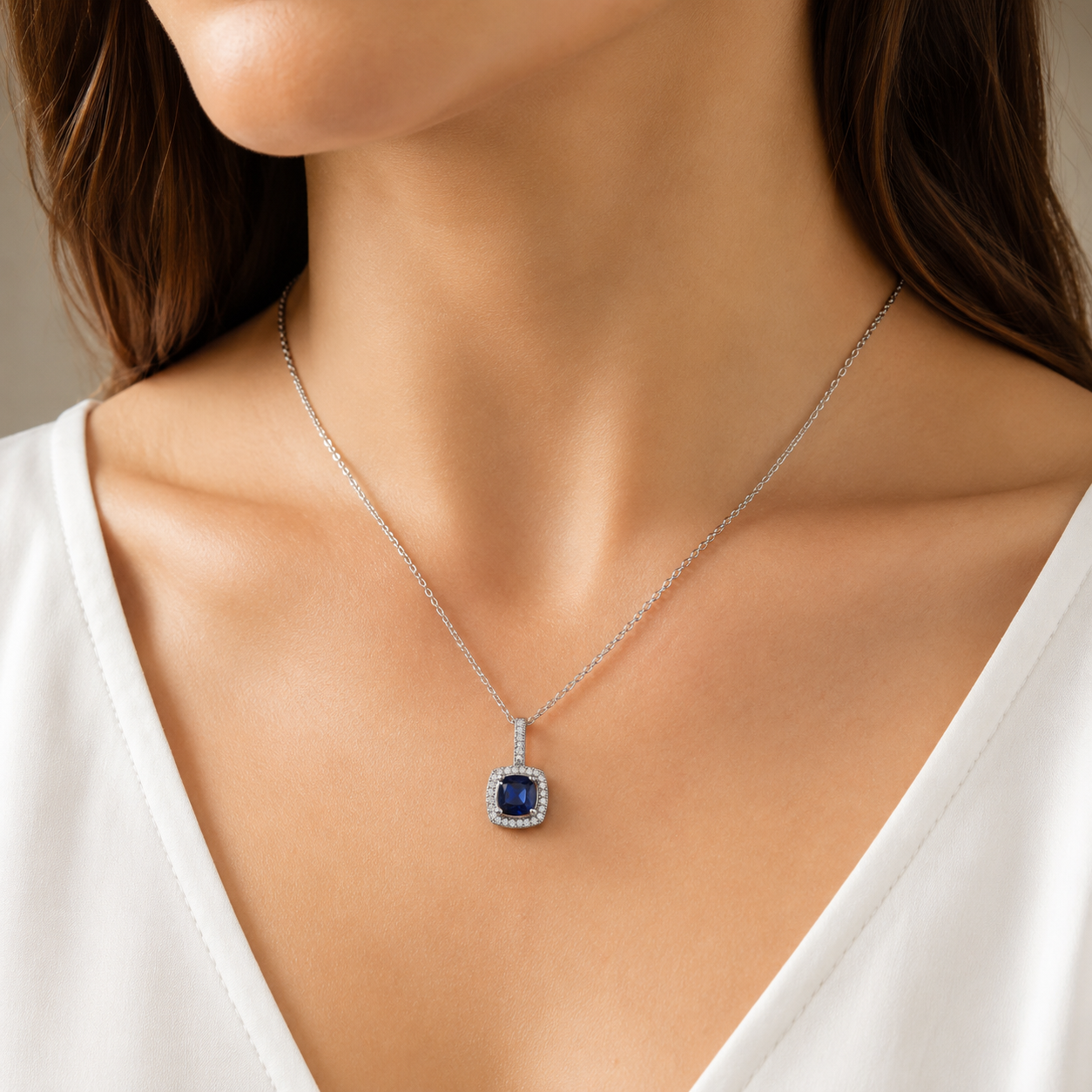 Collier Saphira Bleu – Argent 925 Rhodié & Zirconiums