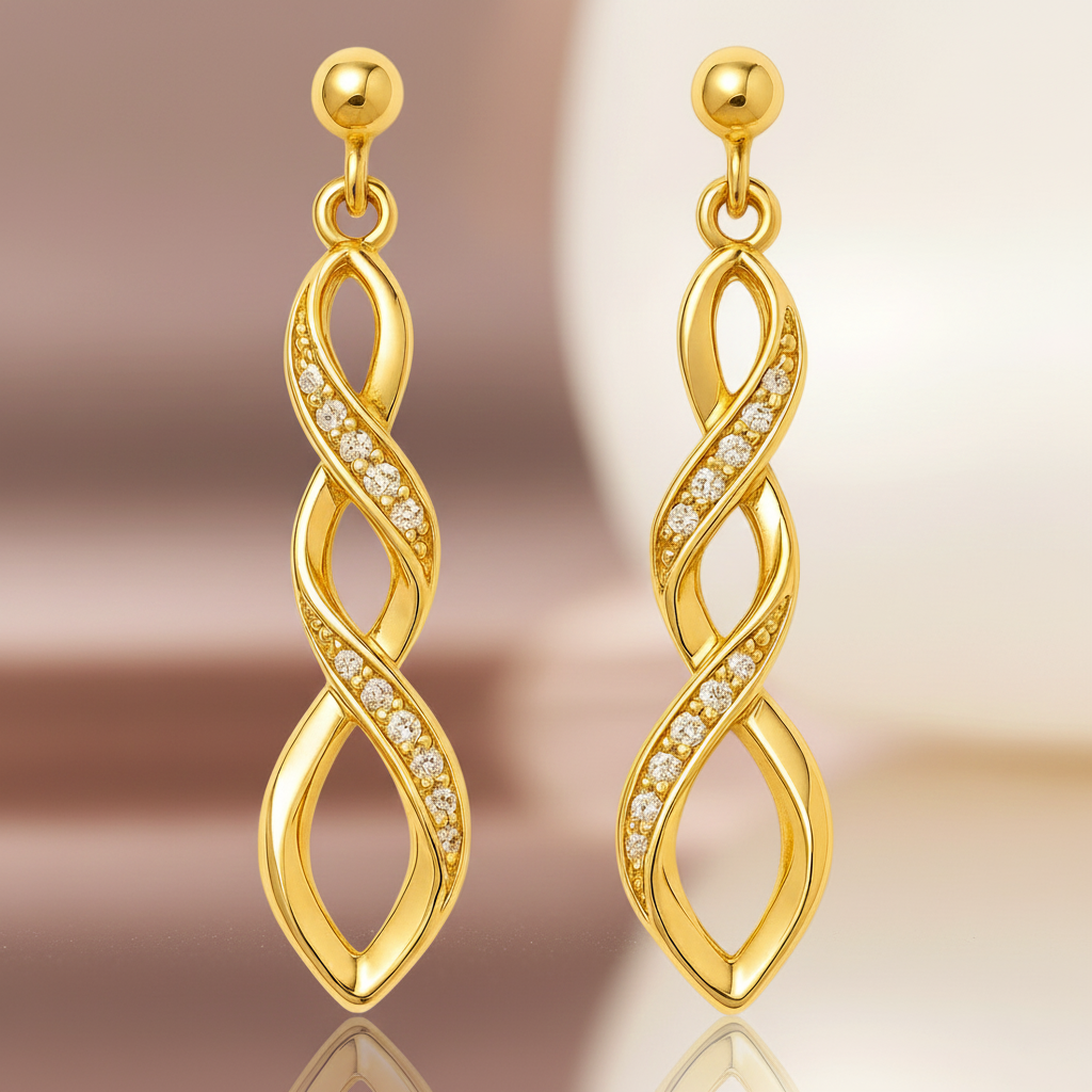 Boucles d’oreilles en Plaqué Or – Torsade Éclat & Zirconium