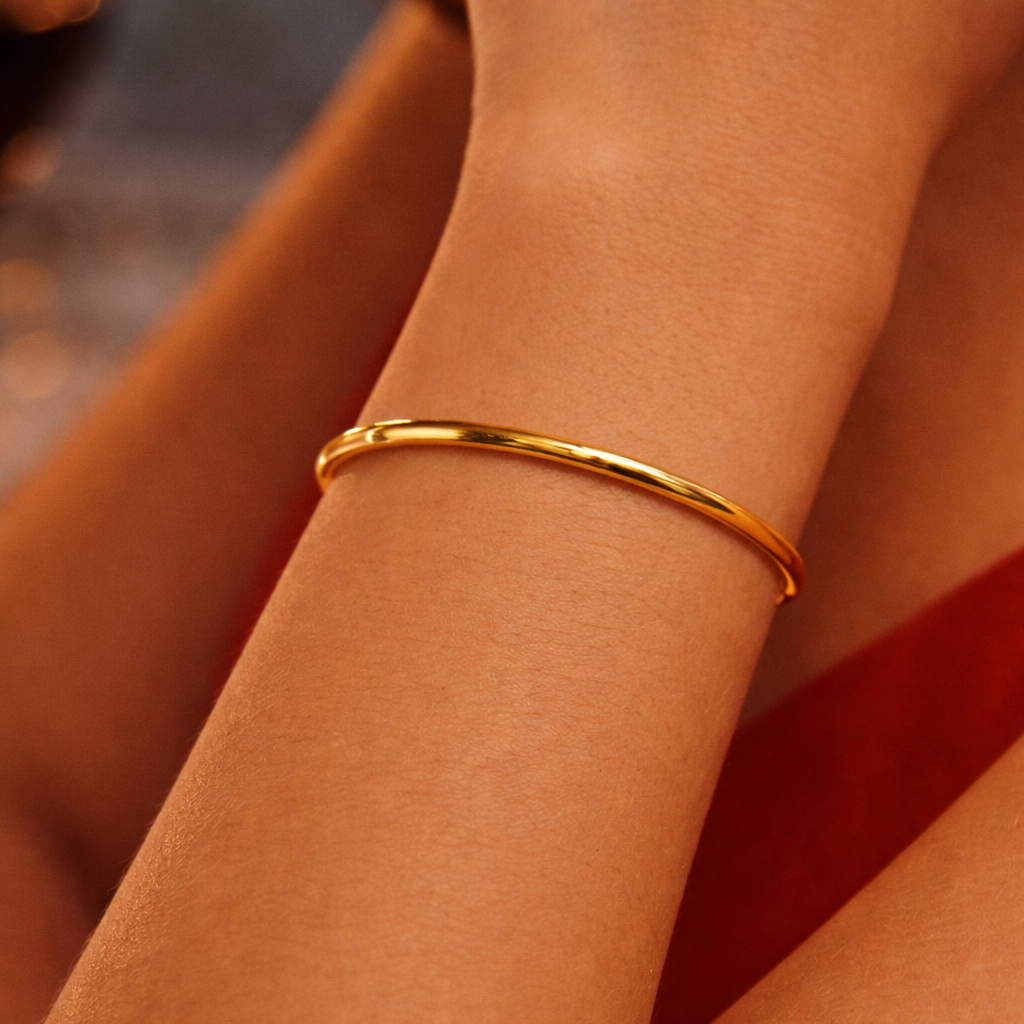 Bracelet Jonc Plaqué Or 18 Carats – Épaisseur 3 mm