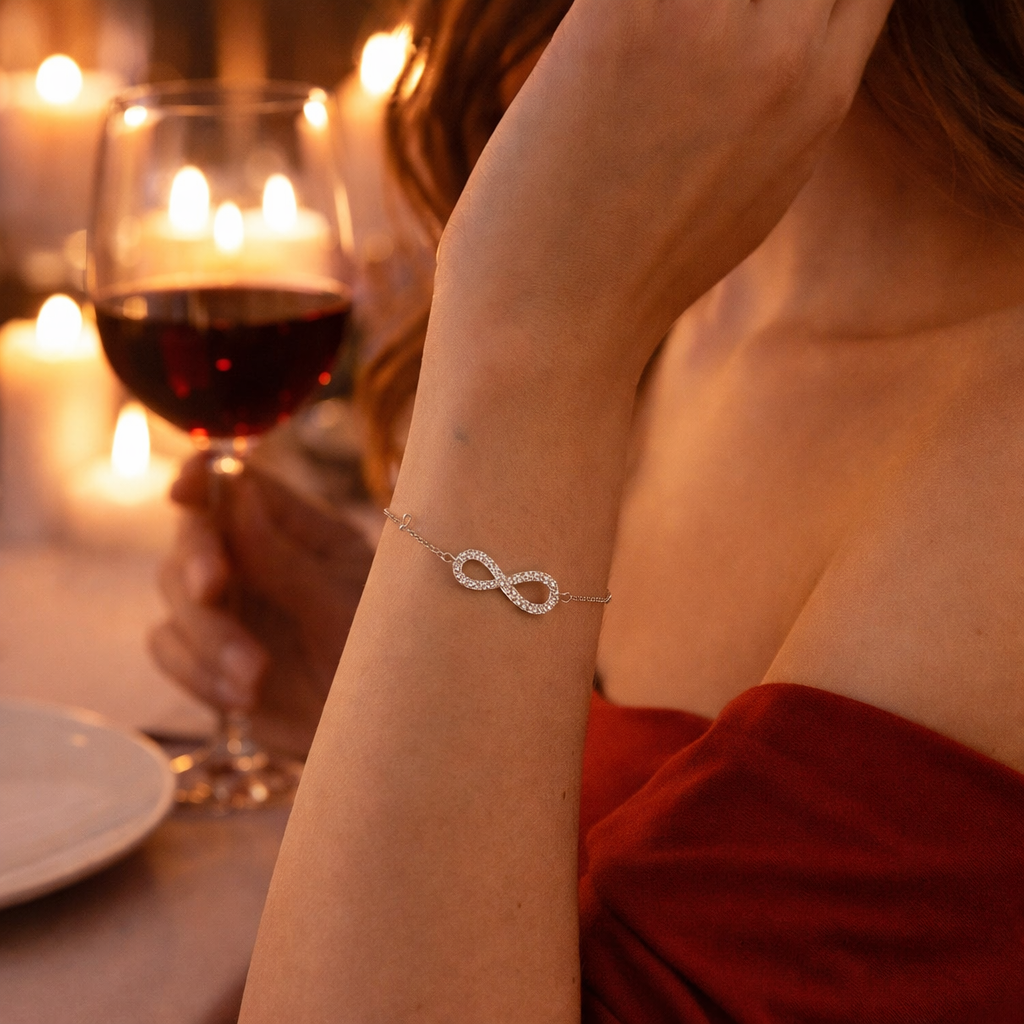 Bracelet Infini – Argent 925 rhodié & Zirconiums