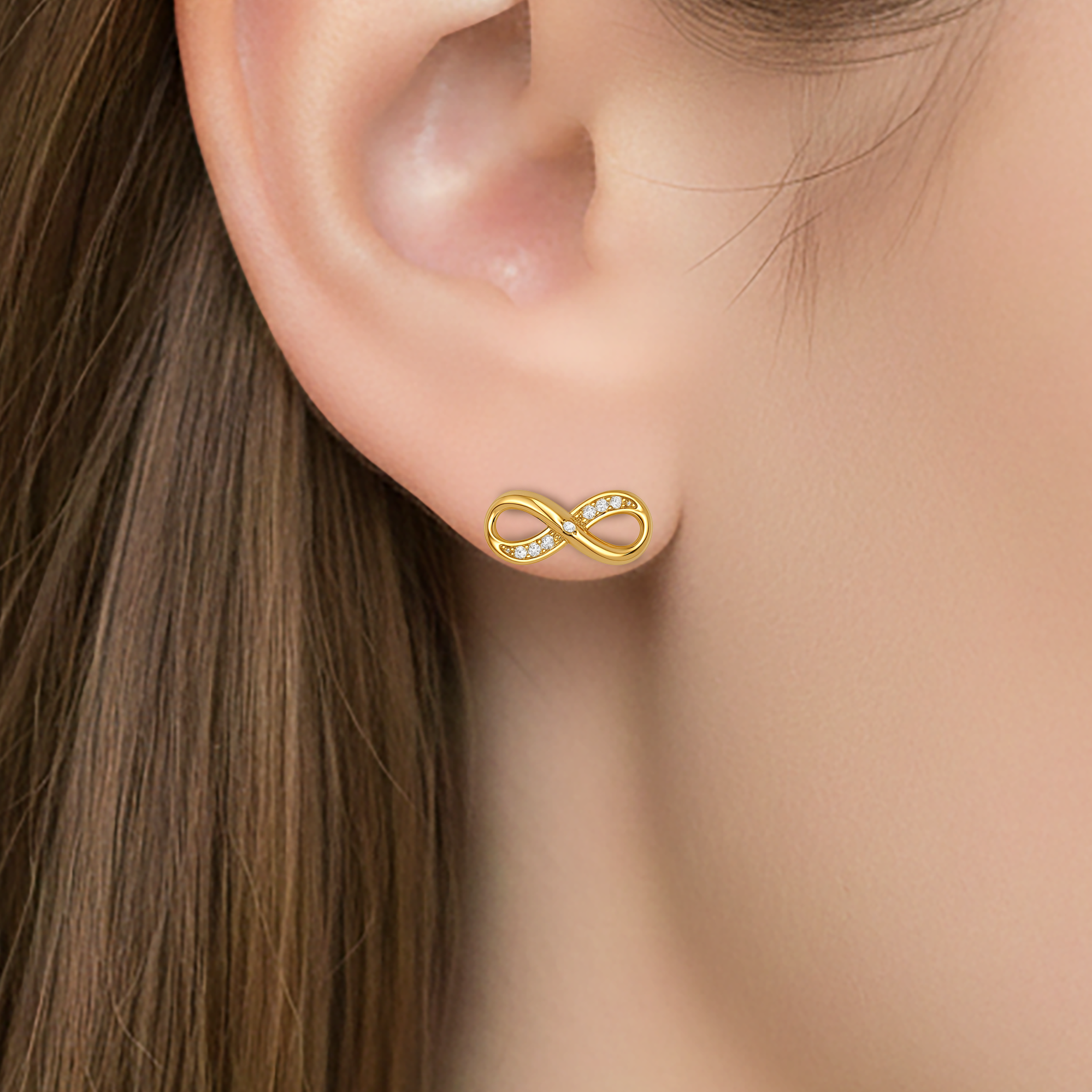 Boucles d’oreilles Infinity – Plaqué Or 18K & Zirconiums