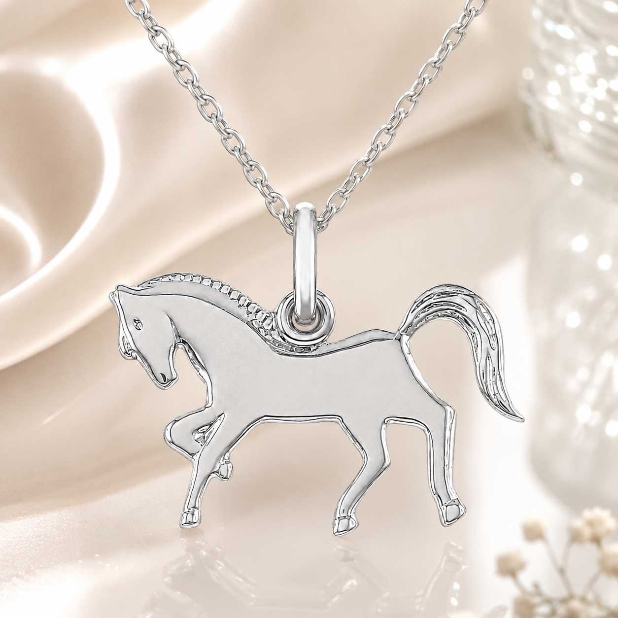 Collier Cheval en Argent 925 Rhodié – Orinae