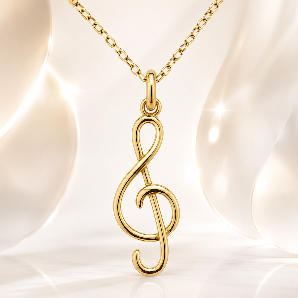 Collier Clé de Sol en Plaqué Or Jaune 18 Carats – Mixte
