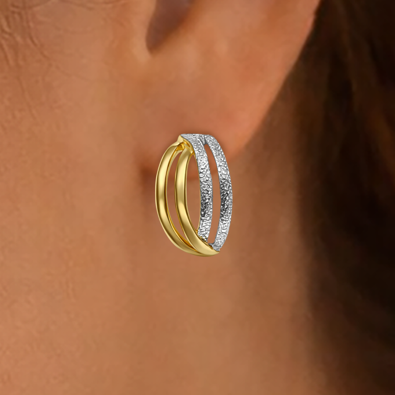 Boucles d’oreilles bicolores en plaqué or 18 carats