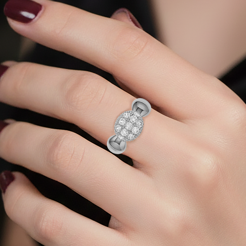 Bague Pavée en Zirconium – Argent 925 Rhodié