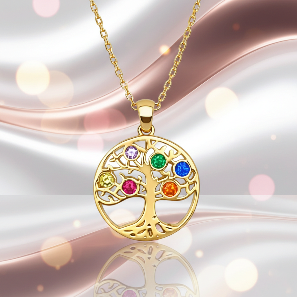 Collier Arbre de Vie – Plaqué Or 18 Carats & Zirconium