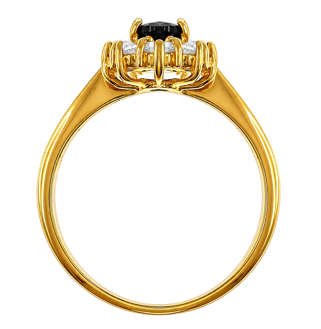 Bague Élégance Noire – Plaqué Or 18 Carats & Saphir