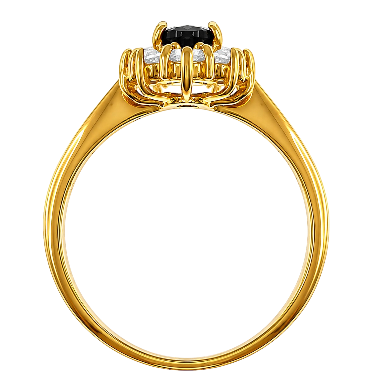 Bague Élégance Noire – Plaqué Or 18 Carats & Saphir
