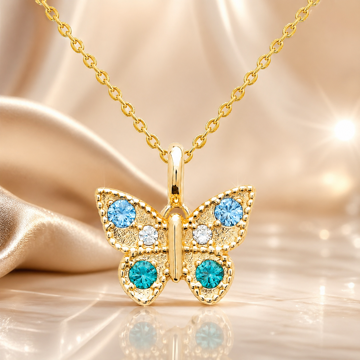 Collier Papillon – Plaqué Or 18K & Zirconium
