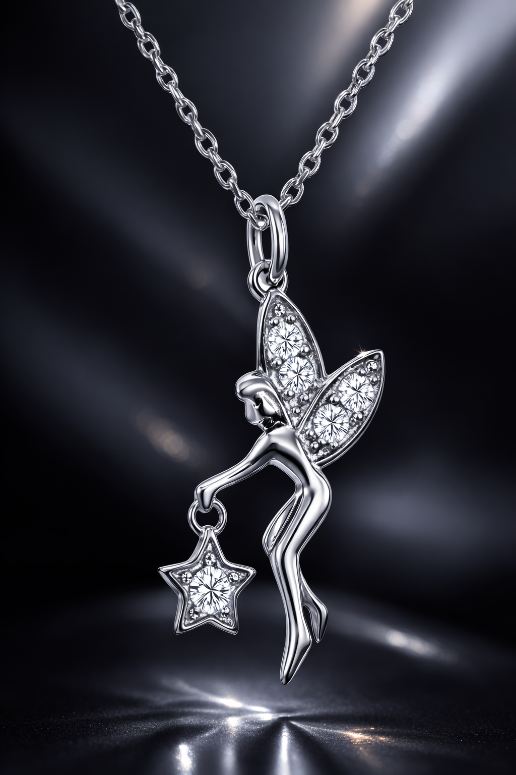 Collier Fée Étoile – Argent 925 Rhodié & Zirconium