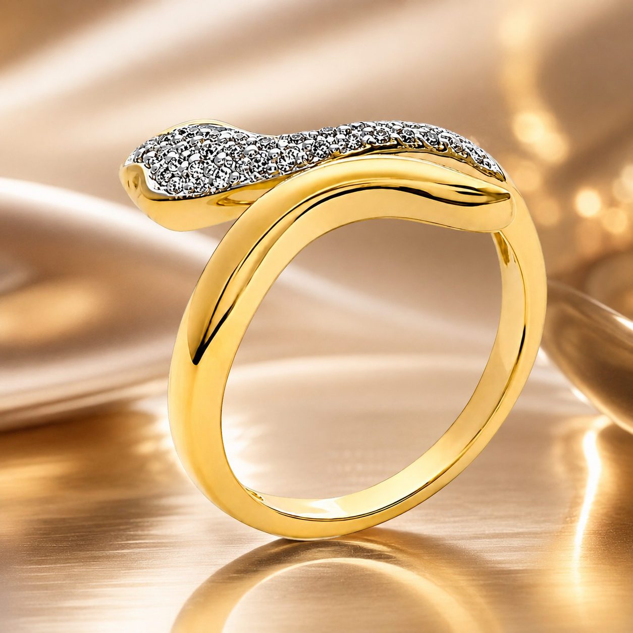 Bague Serpent – Plaqué Or 18 Carats & Zirconiums