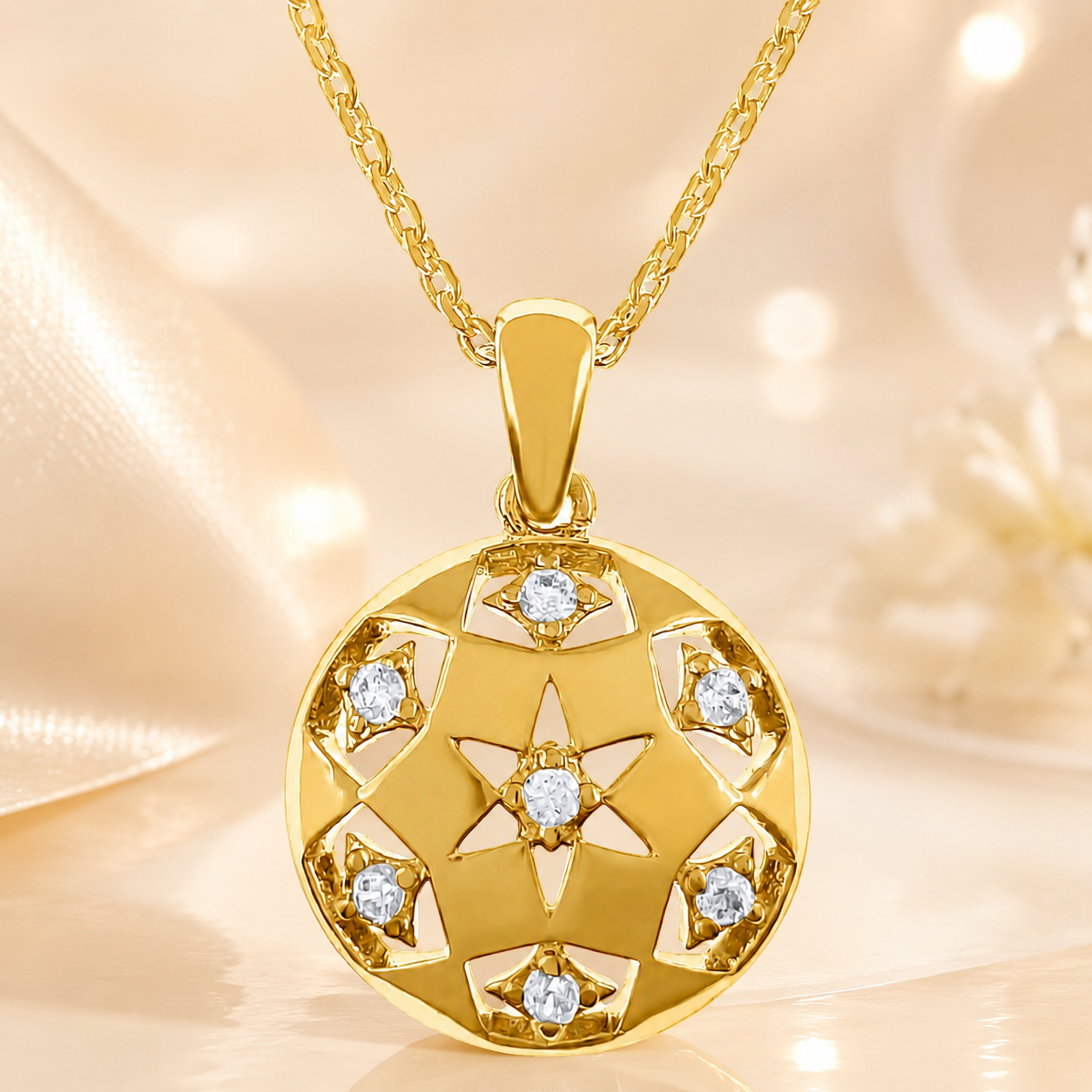 Collier Étoile – Plaqué Or Jaune 18 Carats & Zirconiums