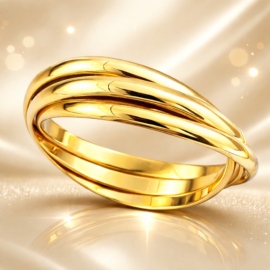 Bague 3 anneaux entrelacés – Plaqué or 18 carats