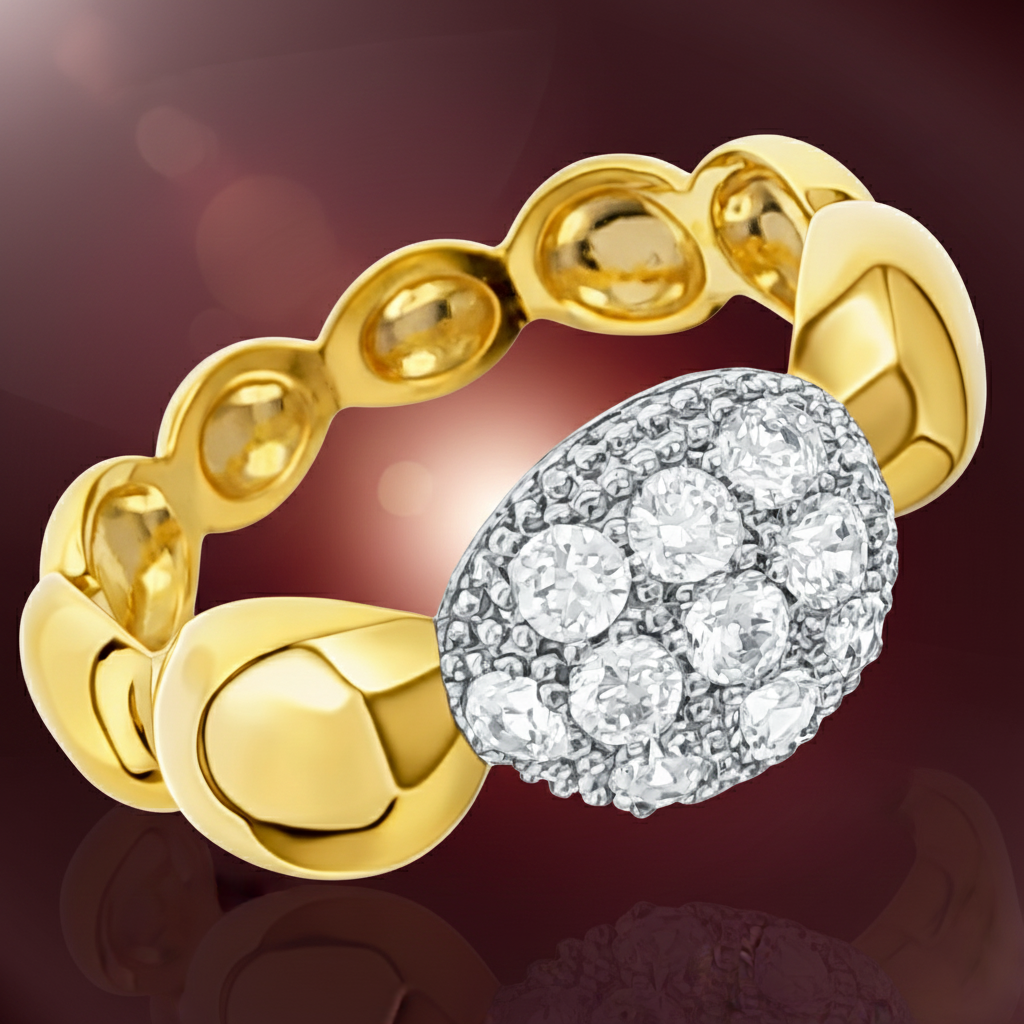 Bague Pavée en Zirconium – Plaqué Or 18 Carats